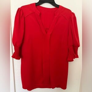 RED Blouse Women’s Ruffle Sleeves V-Neck Size XL New without tag
